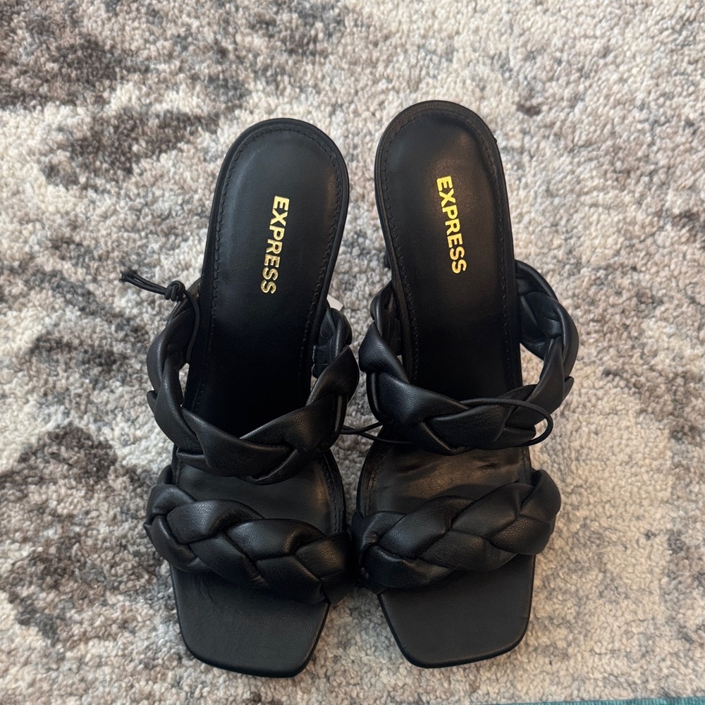 Express Black Braided Heeled Sandals